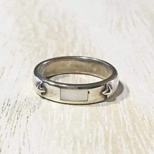 AUTHENTIC BLOOM NYC STERLING SILVER AND MOTHER OF PEARL INLAY BAND RING SIZE: 6